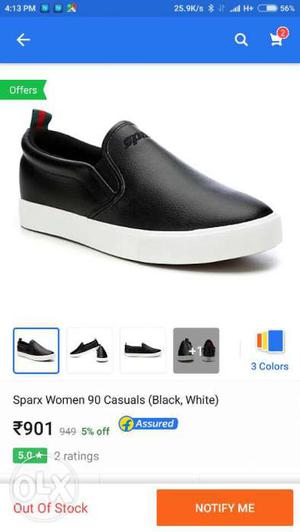 Black Leather Sparx Slip On Shoe