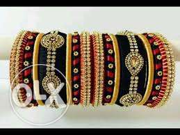 Black-and-red Silk Threaded Bangles