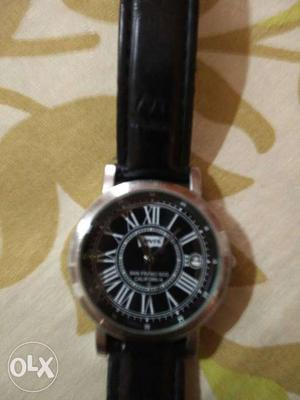 Black leather strap Levi's watch