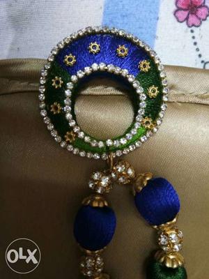 Blue And Green Thread Necklace
