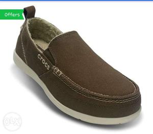 Brown And White Crocs Slip On new stock