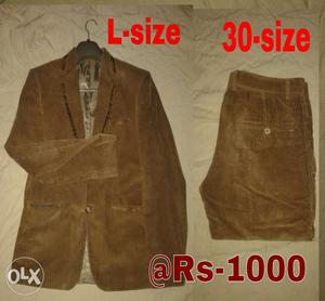 Brown Suede Suit Jacket With Pants