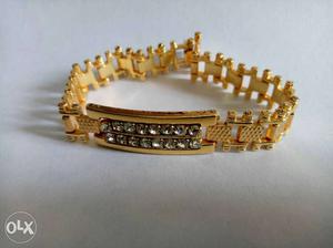 Embellished Diamond Gold Link Bracelet