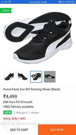 Pair Of Black Puma Pacer Evo IDP Running Shoes.2days