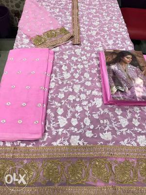 Pink And White Floral Dupatta