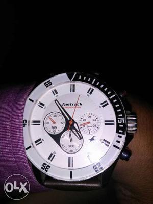 Round Black And White Fastrack Chronograph Watch