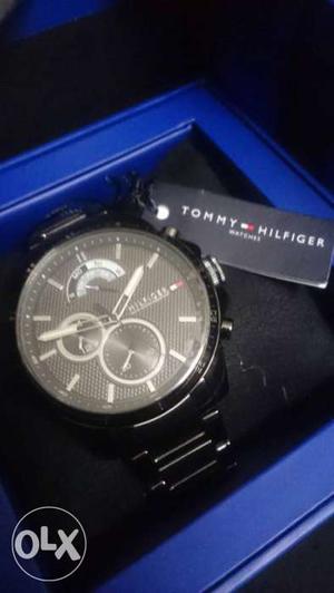 Round Black Tommy Hilfiger Chronograph Watch
