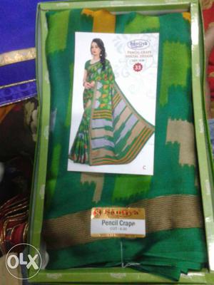 Women's Green And Gray Traditional Sari