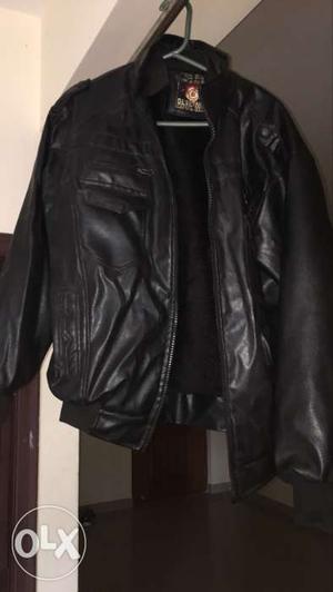 Casual designer jacket. Stylish black biker jacket