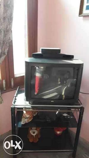 Coloured BPL Tv with trolley in very good
