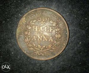  Eat India Company Half Anna Coin