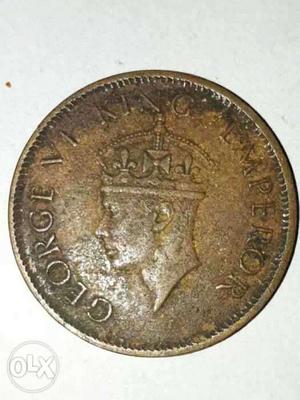 Geroge 6 king quarter anna  coin