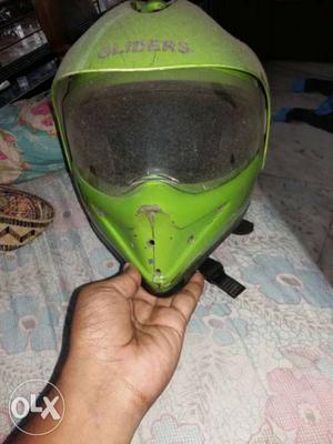 Green Motocross Helmet