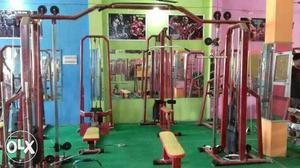 Maroon And Brown Gym Equipment