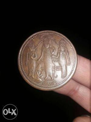Old coin in bajrangbali and ram lokhon sita