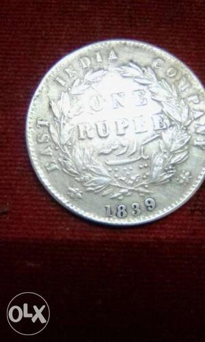 Round Silver 1 Rupee Coin