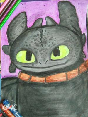 An Oil pastel TOOTHLESS drawing. Just for the fans