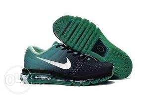 Black-and-green Nike Athletic Shoes