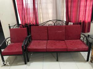 Black iron sofa set 3+1+1 excellent condition,