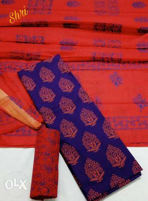 Blue And Red Textile