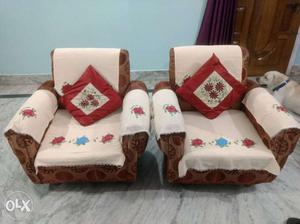 Brown Floral Sofa Chair set