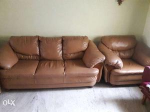 Brown Leather 2-piece Sofa Set