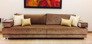 Brown Velvet 5 -Seater Sofa