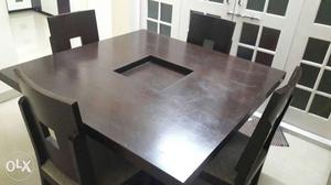 Brown Wooden Table And Chair Set