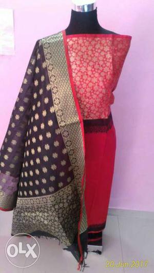 Chanderi dress material wt banarasi duppata, shipped and