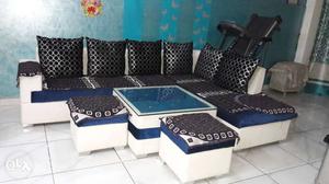 Complete L shape 8 seater sofa set with center
