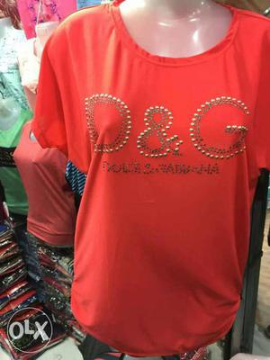 Dolce And Gabbana Red Scoop Neck Shirt