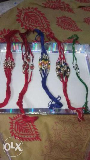 Five Multi-color Beaded Bracelets