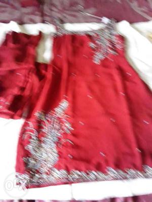 Glittered Red Sleeveless Dress