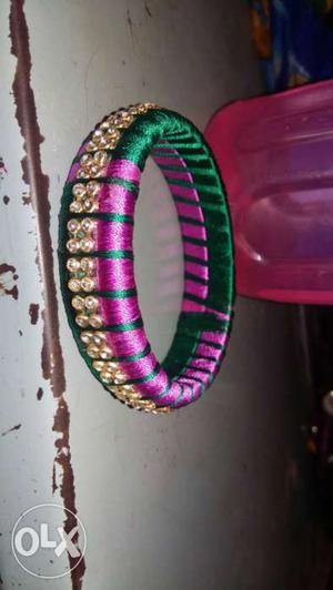 Green And Pink Bangle Bracelet