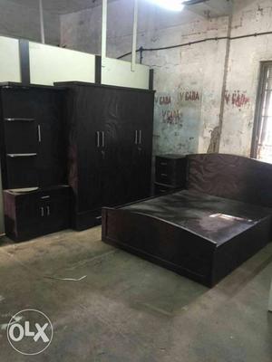 New Black Wooden Bed Room Furniture Set