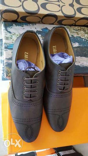 Pair Of Gray Zara Leather Dress Shoes