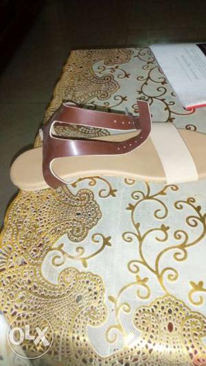 Paired Brown And Beige Peep-toe Sandal