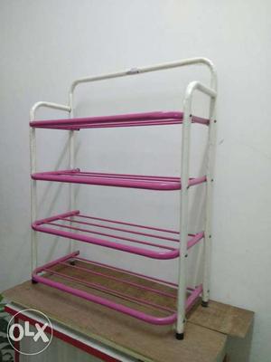 Pink And White Steel Rack chappal stand