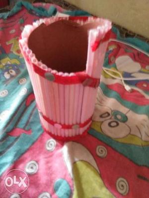 Pink Straw Art Container