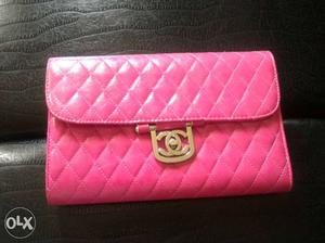 Quilted Long Pink Chanel Leather Wallet