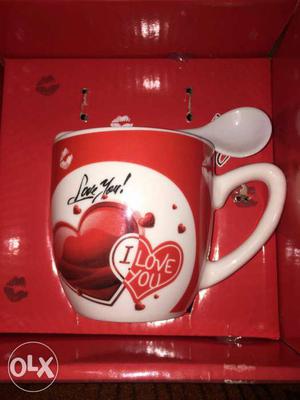 Red And White Heart Printed Coffee Mug
