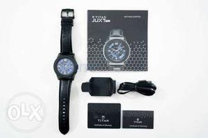 Round Blue Chronograph Watch And Box