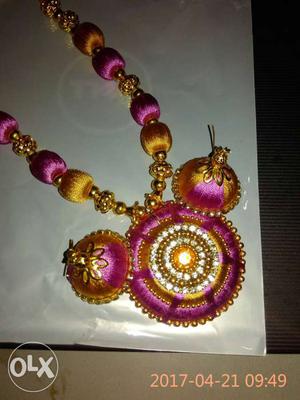 Silk thread necklace set