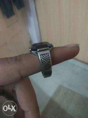 Silver And Black Gemstone Ring with 1 year polish waranty