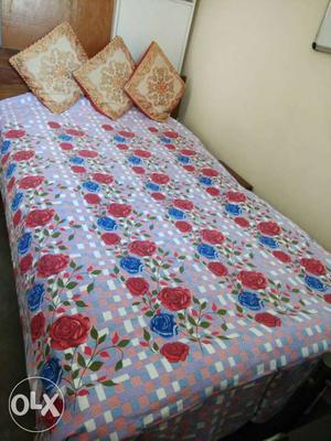 Single Large Bed with Back Rest and Mattress. Made of old