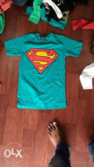 Teal And Red Superman Crewneck Shirt