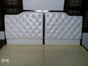 Tufted White Leather Headboard