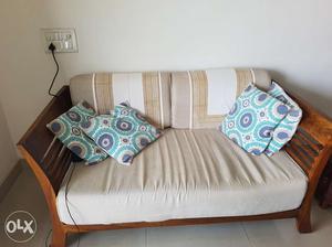 Two Seater Solid Wood Fab India Sofa... Cushion