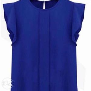 Women's Blue Crew Neck Top. Chiffon Material. Never used