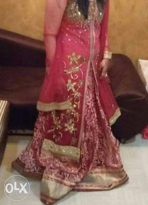 Women's Gold Embellished Pink Salwar Kameez